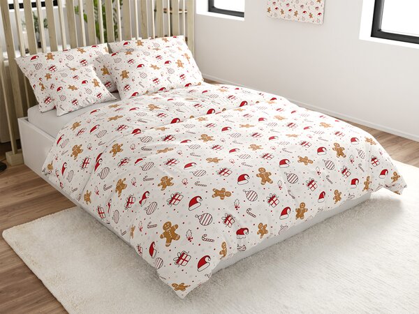 Bombažna posteljnina GINGER JOY bela Dimenzije posteljnine: 70 x 90 cm | 140 x 200 cm