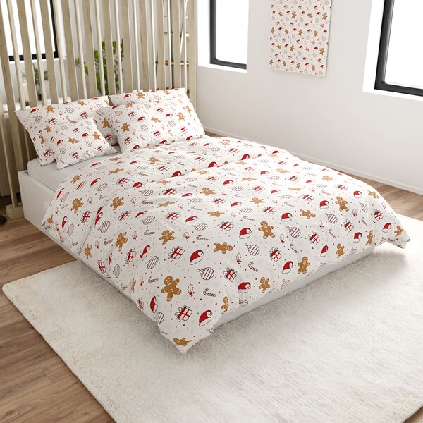 Bombažna posteljnina GINGER JOY bela Dimenzije posteljnine: 70 x 90 cm | 140 x 200 cm