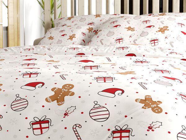 Bombažna posteljnina GINGER JOY bela Dimenzije posteljnine: 70 x 90 cm | 140 x 200 cm