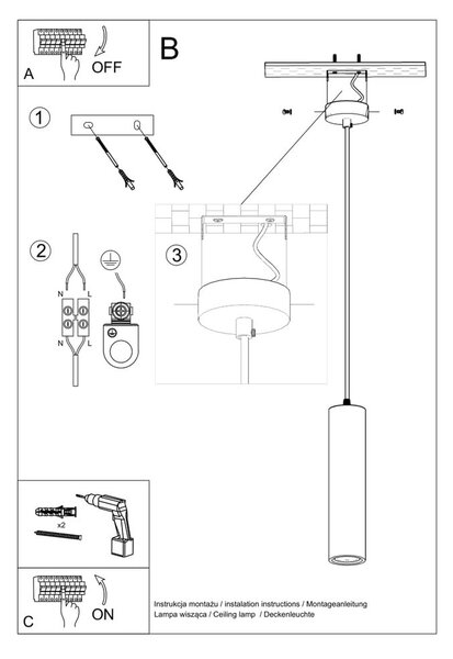 Bela viseča svetilka s keramičnim senčnikom ø 8 cm Santana – Nice Lamps