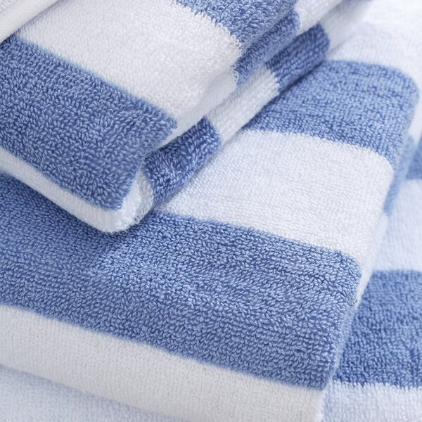 Bela/modra bombažna brisača 90x140 cm Stripe Jacquard – Bianca
