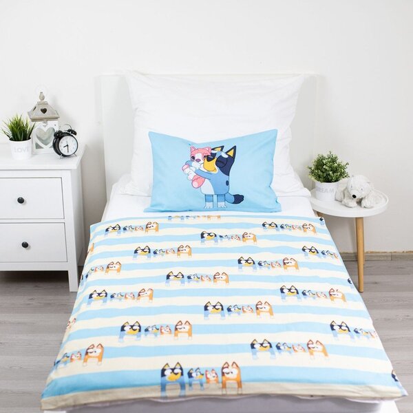Modra bombažna otroška posteljnina za otroško posteljico 100x135 cm Bluey – Jerry Fabrics