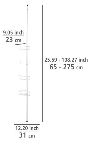 Bela kotna teleskopska kopalniška polica iz nerjavečega jekla Dolcedo – Wenko