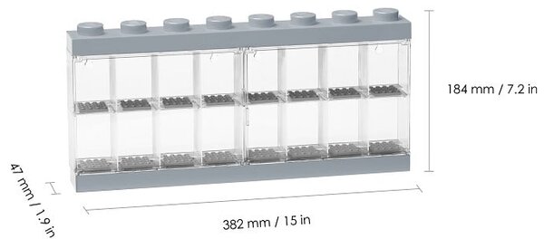 Siva zbirateljska omarica za 16 minifiguric - LEGO®