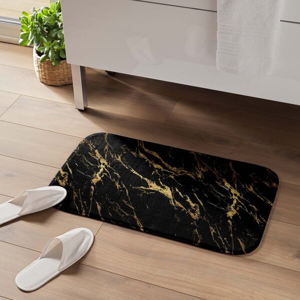 Kopalniška preproga v črni in zlati barvi 45x75 cm Aquamarbre – douceur d'intérieur