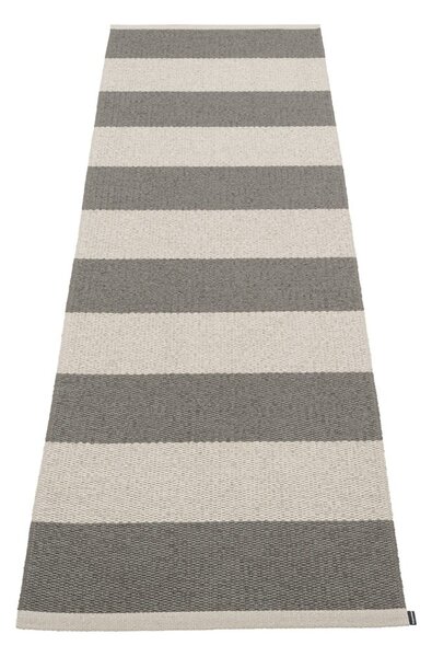 Antracitno siv/kremno bel zunanji in notranji tekač 70x225 cm Bob Charcoal Linen – Pappelina