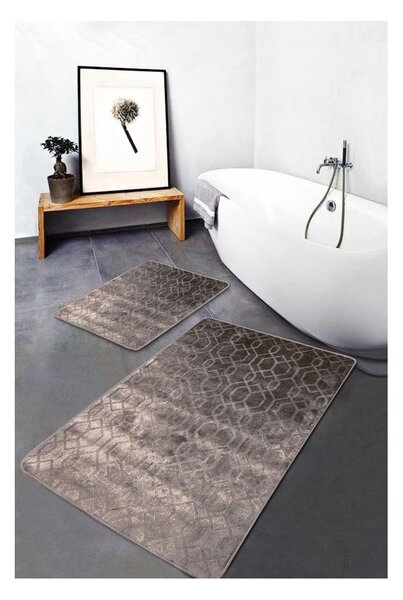 Sive žametne kopalniške preproge v kompletu 2 ks 60x100 cm – Mila Home