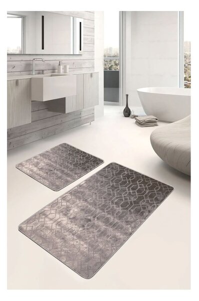 Sive žametne kopalniške preproge v kompletu 2 ks 60x100 cm – Mila Home