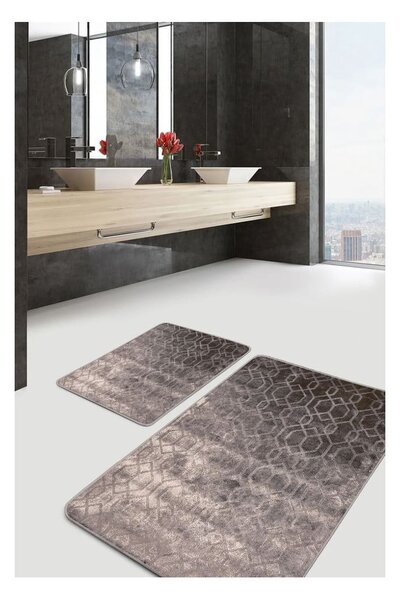 Sive žametne kopalniške preproge v kompletu 2 ks 60x100 cm – Mila Home
