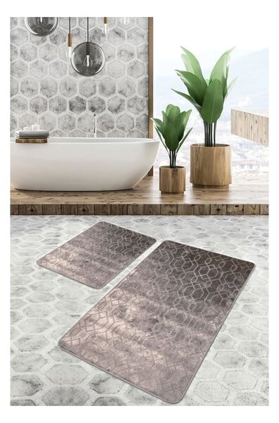Sive žametne kopalniške preproge v kompletu 2 ks 60x100 cm – Mila Home