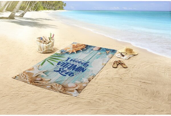 Žametna brisača za na plažo 100x180 cm Vitamin Sea – Good Morning