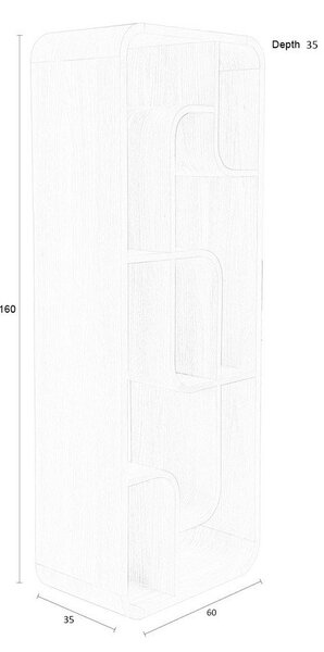 Regal iz masivnega hrasta v naravni barvi 60x160x35 cm Seven – Zuiver