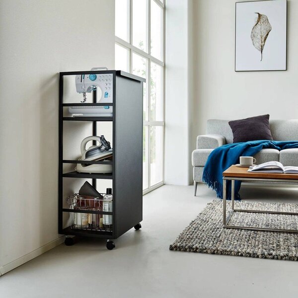 Črn kovinski regal na koleščkih 42x84,5x32 cm Tower – YAMAZAKI