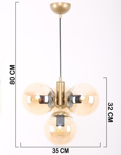 Rumena/zlata viseča svetilka s steklenim senčnikom ø 15 cm Hector – Squid Lighting