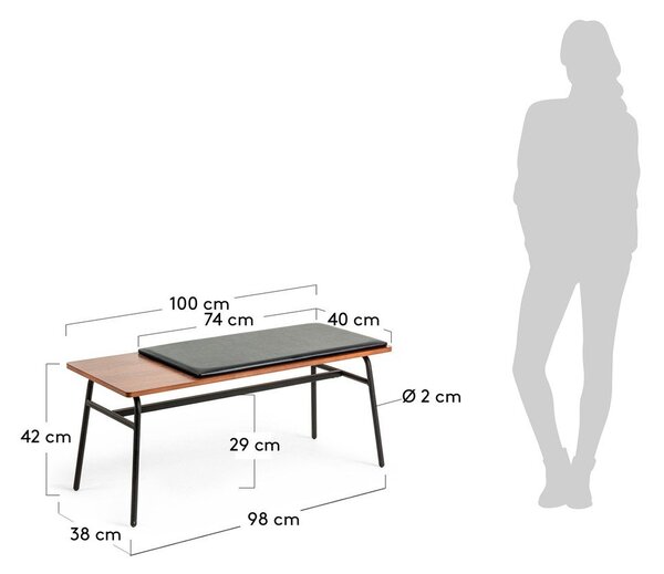 Črna/rjava klop iz umetnega usnja Carabel – Kave Home