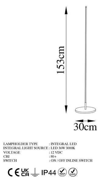 Črna LED stoječa svetilka (višina 153 cm) Only – Opviq lights