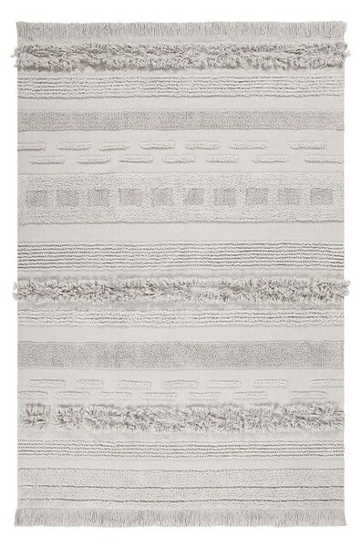Svetlo siva/kremno bela pralna ročno tkana bombažna preproga 140x200 cm Air Natural – Lorena Canals