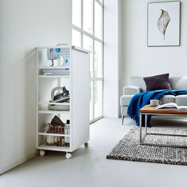 Bel kovinski regal na koleščkih 42x84,5x32 cm Tower – YAMAZAKI