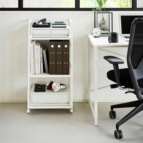 Bel kovinski regal na koleščkih 42x84,5x32 cm Tower – YAMAZAKI