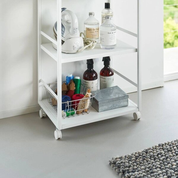 Bel kovinski regal na koleščkih 42x84,5x32 cm Tower – YAMAZAKI