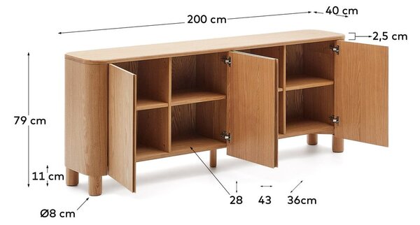 Komoda v jesenovem dekorju v naravni barvi 200x79x40 cm Salaya – Kave Home
