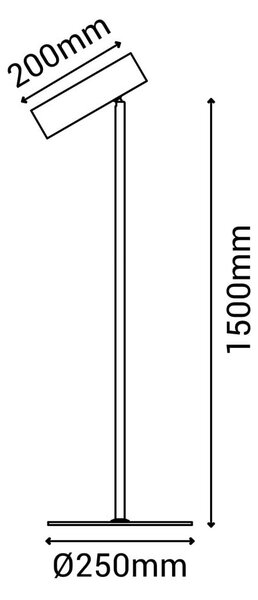 Črna talna svetilka SULION Milan, višina 150 cm