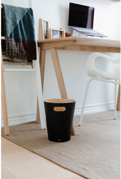 Črn koš za smeti za pisarno 7,5 l Woodrow – Umbra
