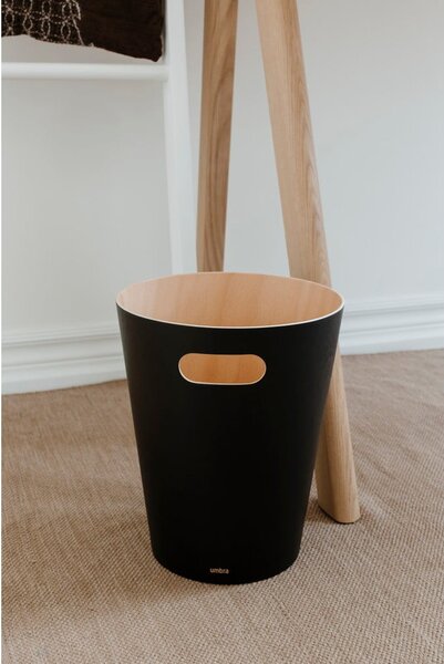 Črn koš za smeti za pisarno 7,5 l Woodrow – Umbra