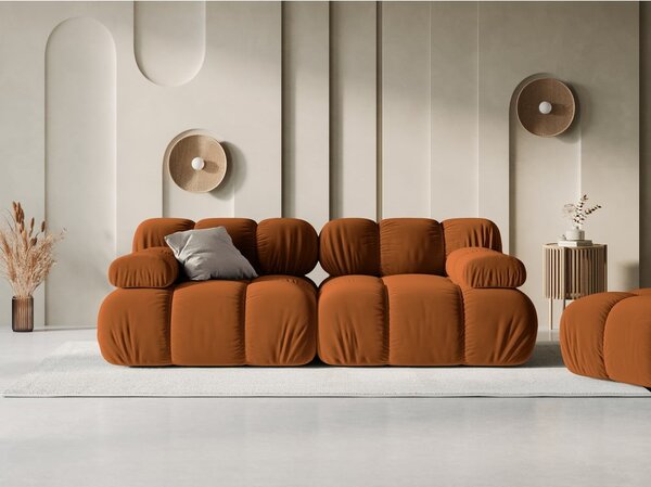 Oranžna žametna sedežna garnitura 188 cm Bellis – Micadoni Home