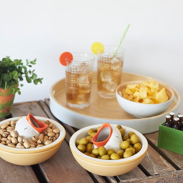 Rumena/bela keramična skledica za serviranje 250 ml Hungry Bird – Balvi