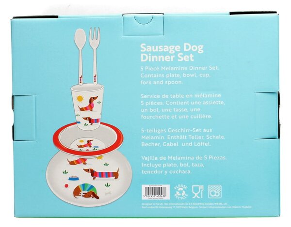 Otroški set posode 5 ks Sunny Sausage Dog – Rex London