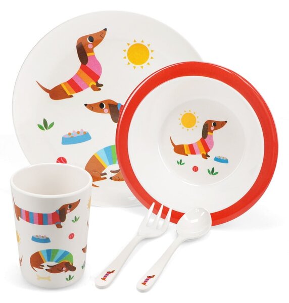 Otroški set posode 5 ks Sunny Sausage Dog – Rex London