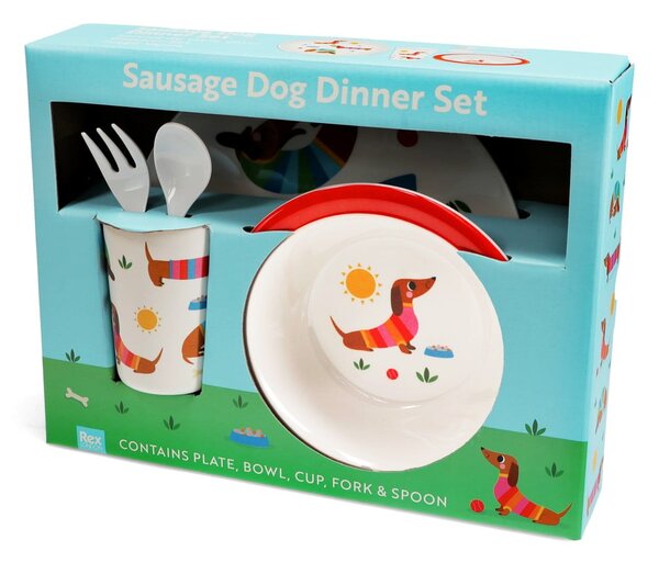 Otroški set posode 5 ks Sunny Sausage Dog – Rex London