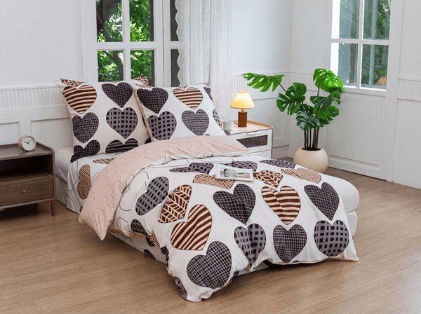 Flanelasta posteljnina iz mikrovlaken STRIPE HEART barvna Dimenzije posteljnine: 70 x 90 cm | 140 x 200 cm