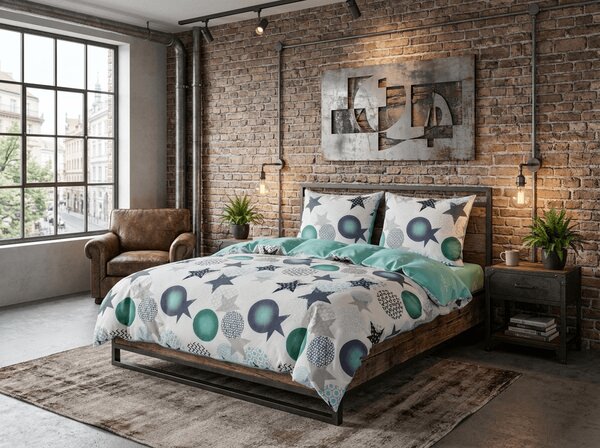 Flanelna posteljnina iz mikrovlaken MINT STARS barvna Dimenzije posteljnine: 70 x 90 cm | 140 x 200 cm