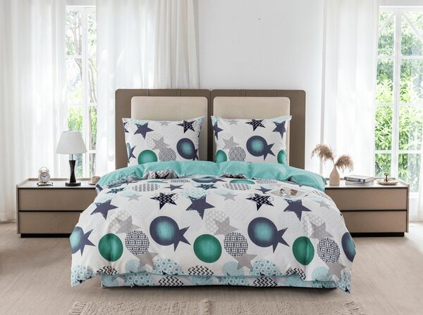 Flanelna posteljnina iz mikrovlaken MINT STARS barvna Dimenzije posteljnine: 70 x 90 cm | 140 x 200 cm