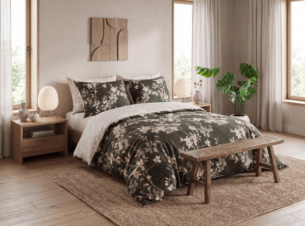 Flanelska posteljnina iz mikrovlaken OLVERIA olivno zelena Dimenzije posteljnine: 70 x 90 cm | 140 x 200 cm