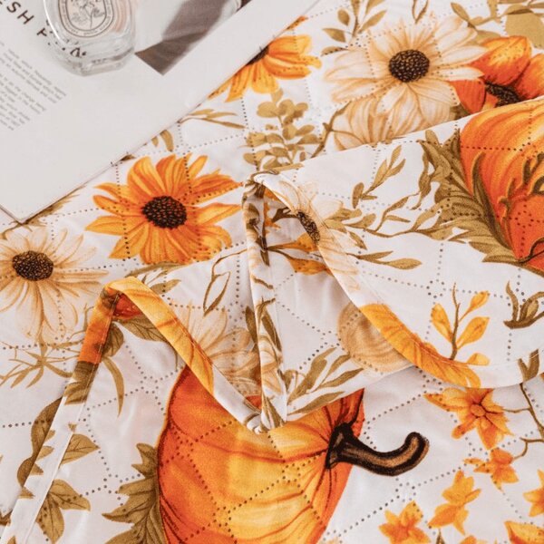 Pregrinjalo za posteljo FLOWERS AND PUMPKINS, oranžno Dimenzije: 170 x 210 cm