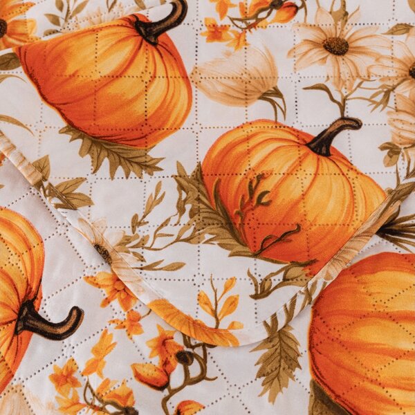 Pregrinjalo za posteljo FLOWERS AND PUMPKINS, oranžno Dimenzije: 170 x 210 cm