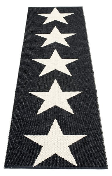 Črno-bel zunanji in notranji tekač 70x250 cm Viggo Black – Pappelina