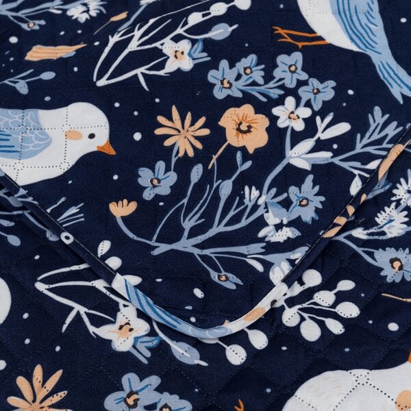 Pregrinjalo za posteljo DENIM BIRDS, modra Dimenzije: 170 x 210 cm