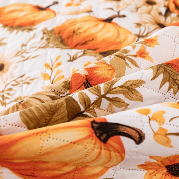 Pregrinjalo za posteljo FLOWERS AND PUMPKINS, oranžno Dimenzije: 170 x 210 cm