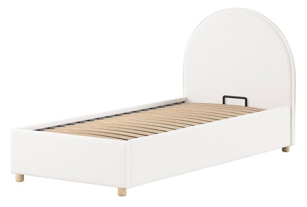 Bela oblazinjena postelja s prostorom za shranjevanje z letvenim dnom 90x200 cm Moon – Vipack