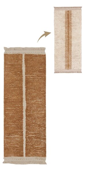Opečnato oranžen/bež bombažen tekač 80x230 cm Duetto Toffee – Lorena Canals