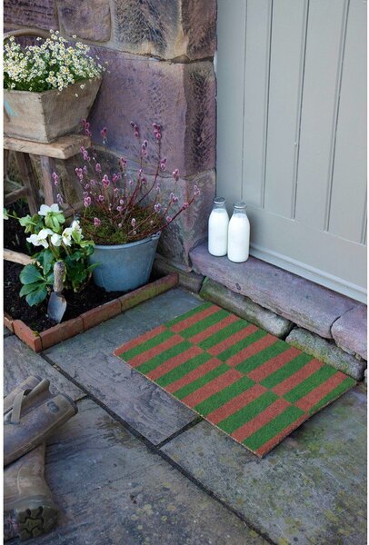 Predpražnik iz kokosovih vlaken 40x60 cm Pink & Green Half Stripes – Artsy Doormats