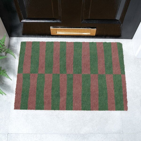 Predpražnik iz kokosovih vlaken 40x60 cm Pink & Green Half Stripes – Artsy Doormats