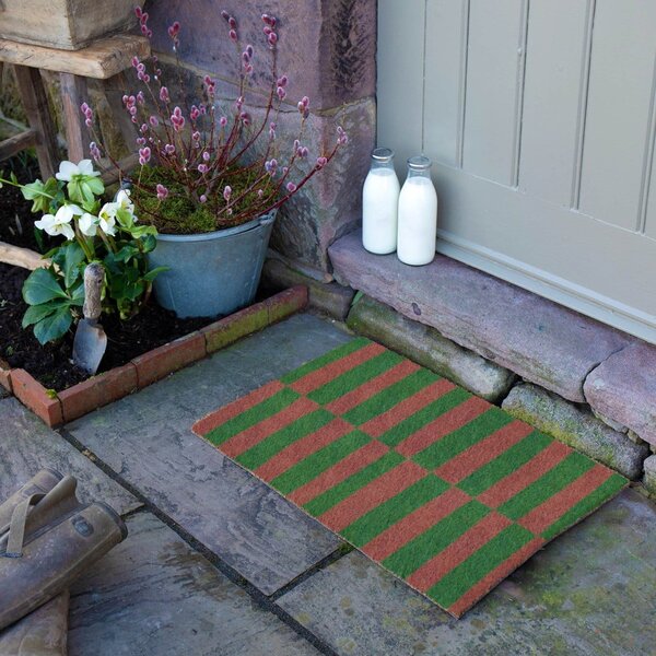 Predpražnik iz kokosovih vlaken 40x60 cm Pink & Green Half Stripes – Artsy Doormats