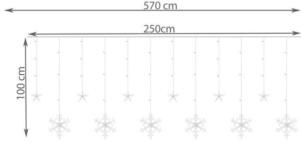 ShopJK BOŽIČNA SVETLOBNA VERIGA USB 138X LED 31V LEDENE SVEČE S SNEŽINKAMI , HLADNO BELA, 8 NAČINOV