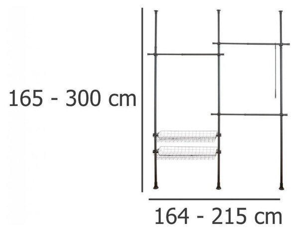 Črno kovinsko teleskopsko stojalo za oblačila Herkules – Wenko