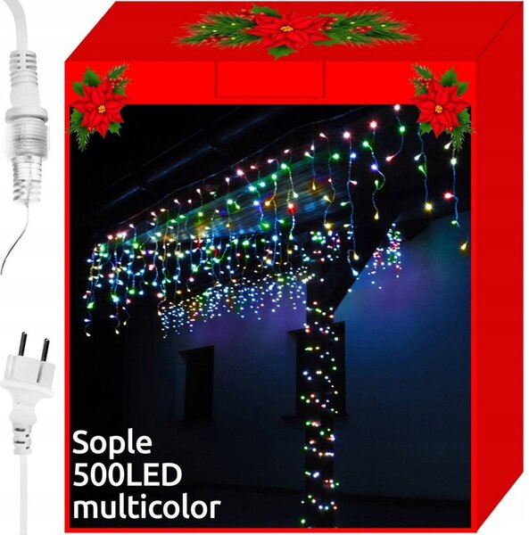 ShopJK BOŽIČNA SVETLOBNA VERIGA LEDENE SVEČE 500X LED, MULTICOLOR, MOŽNA PRIKLOP 5902802918185